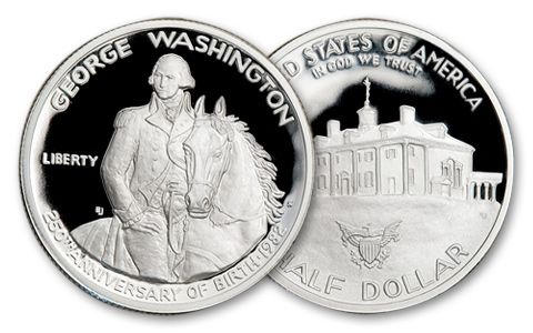 1982-S George Washington Commemorative Silver Half Dollar, Gem Proof